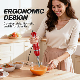 Turelar immersion blender offers two speeds and turbo for tougher ingredients.