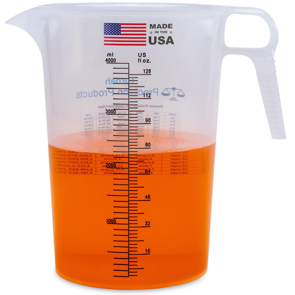 Turnah one gallon pitcher showing 128oz capacity for precise mixing