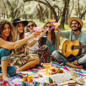 TurnMeOn 12 oz cups ideal for tropical-themed gatherings.