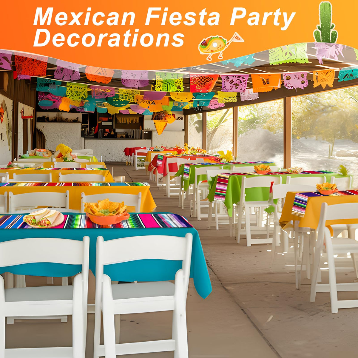 TURNMEON multi-color stripe serape pattern evokes festive Mexican celebration.
