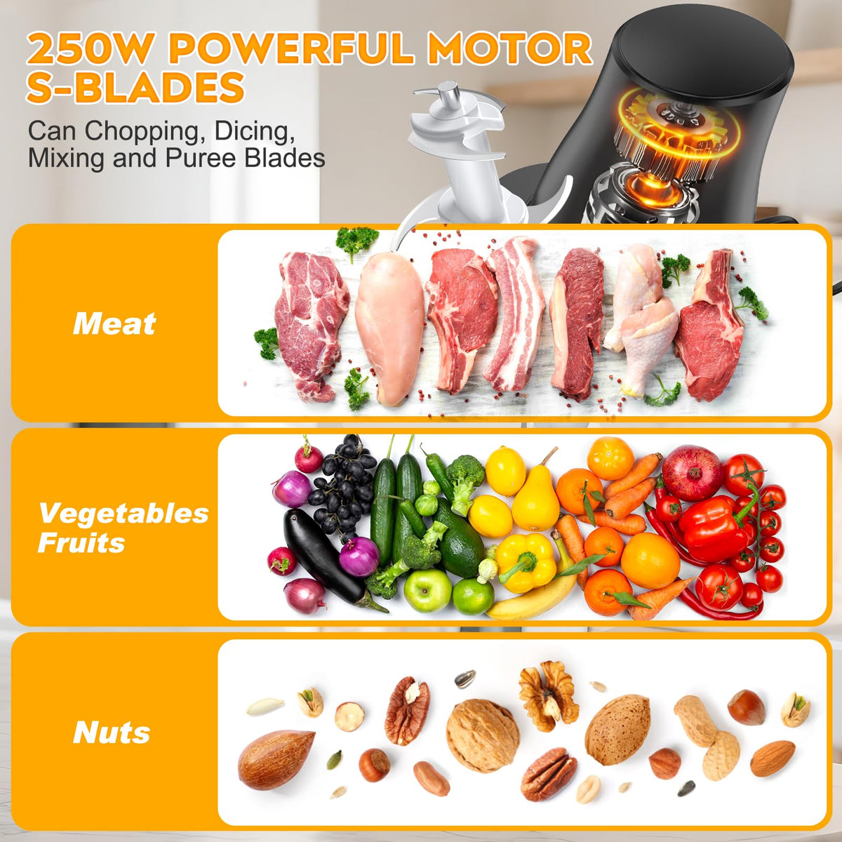 TURNRISE S blades handling fruits vegetables and nuts with control