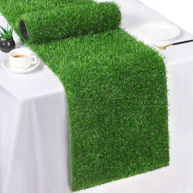 TURSTIN artificial grass table runner close-up showing lifelike texture for natural-looking decor.