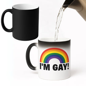 Turtle Straws heat-change mug reveal showcases a rainbow message when hot water is added.