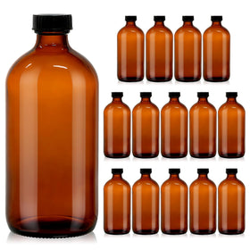 Turvono amber Boston round bottle 16oz for safe infusion storage