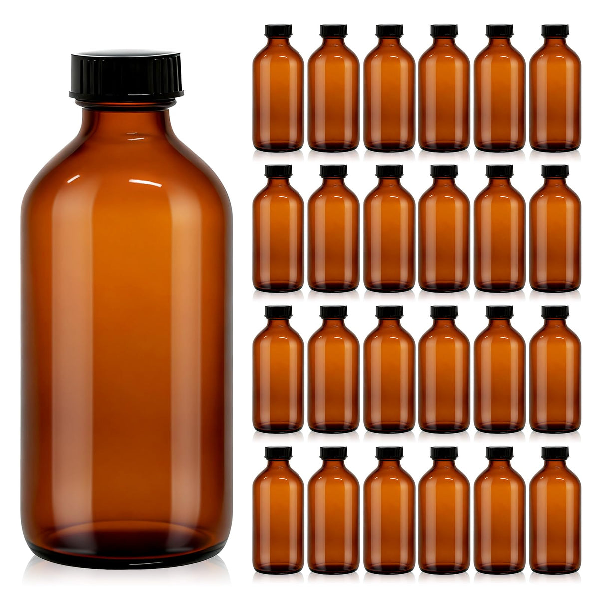 Turvono amber Boston round bottle 8oz for preserving flavors