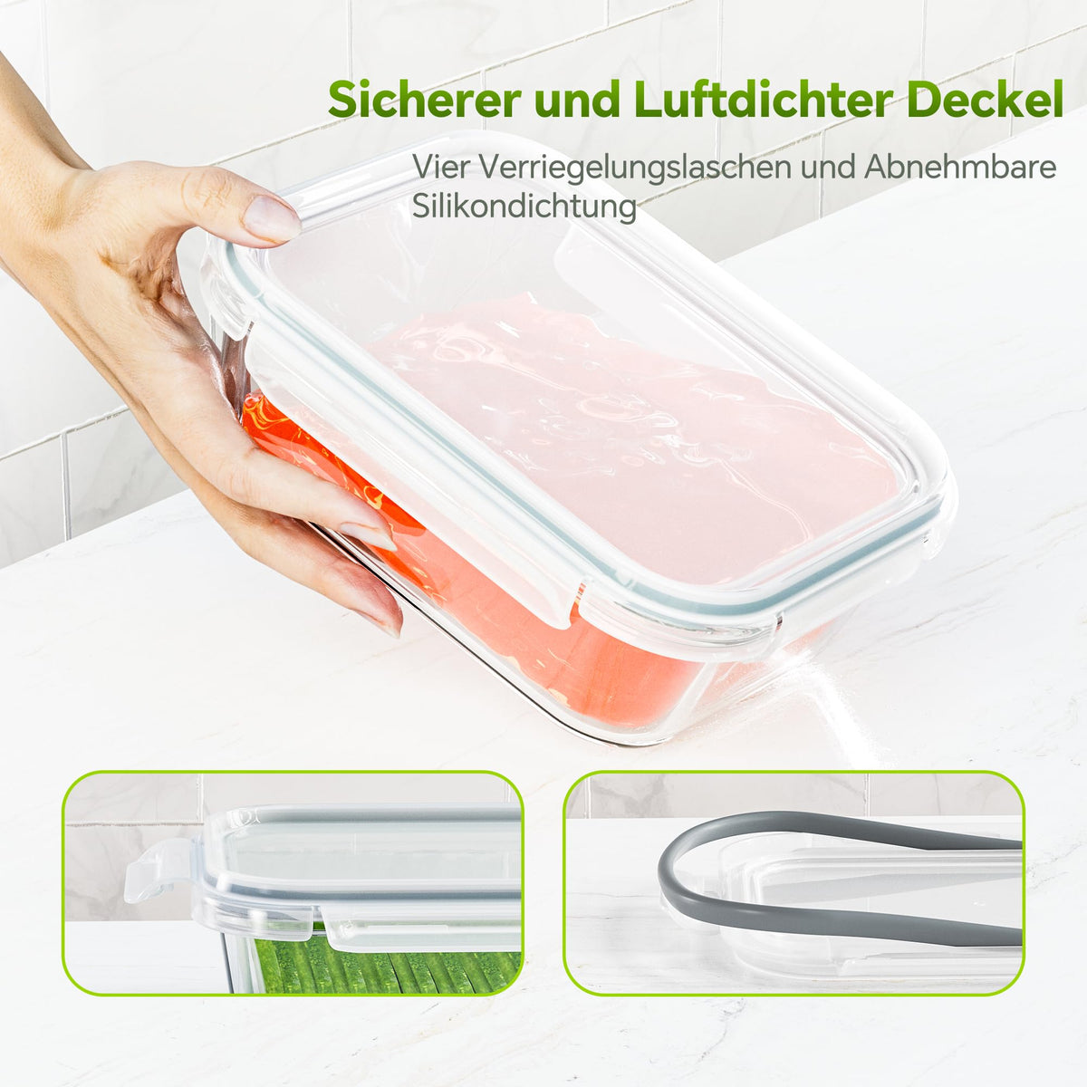 TUSEASY airtight lid with silicone seal to prevent leaks.