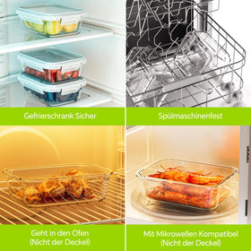 TUSEASY stackable containers shown neatly to save fridge space.