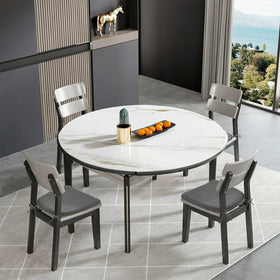 TushGuard dining chair use shows a grey set enhancing kitchen seating
