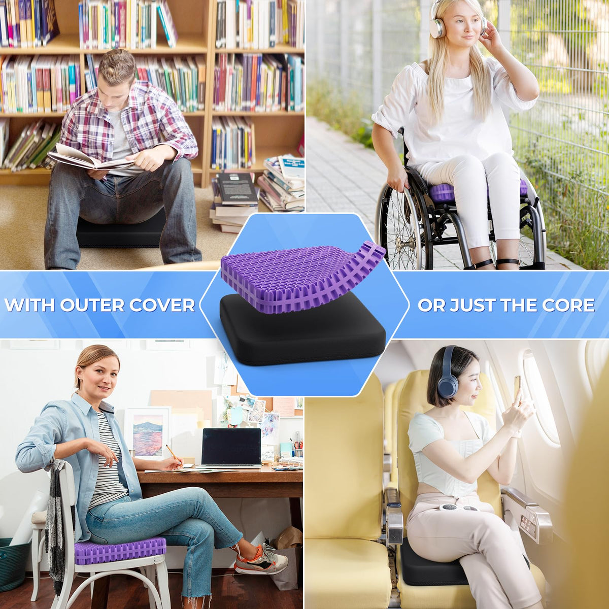 TushGuard gel seat cushion great for travel and car use