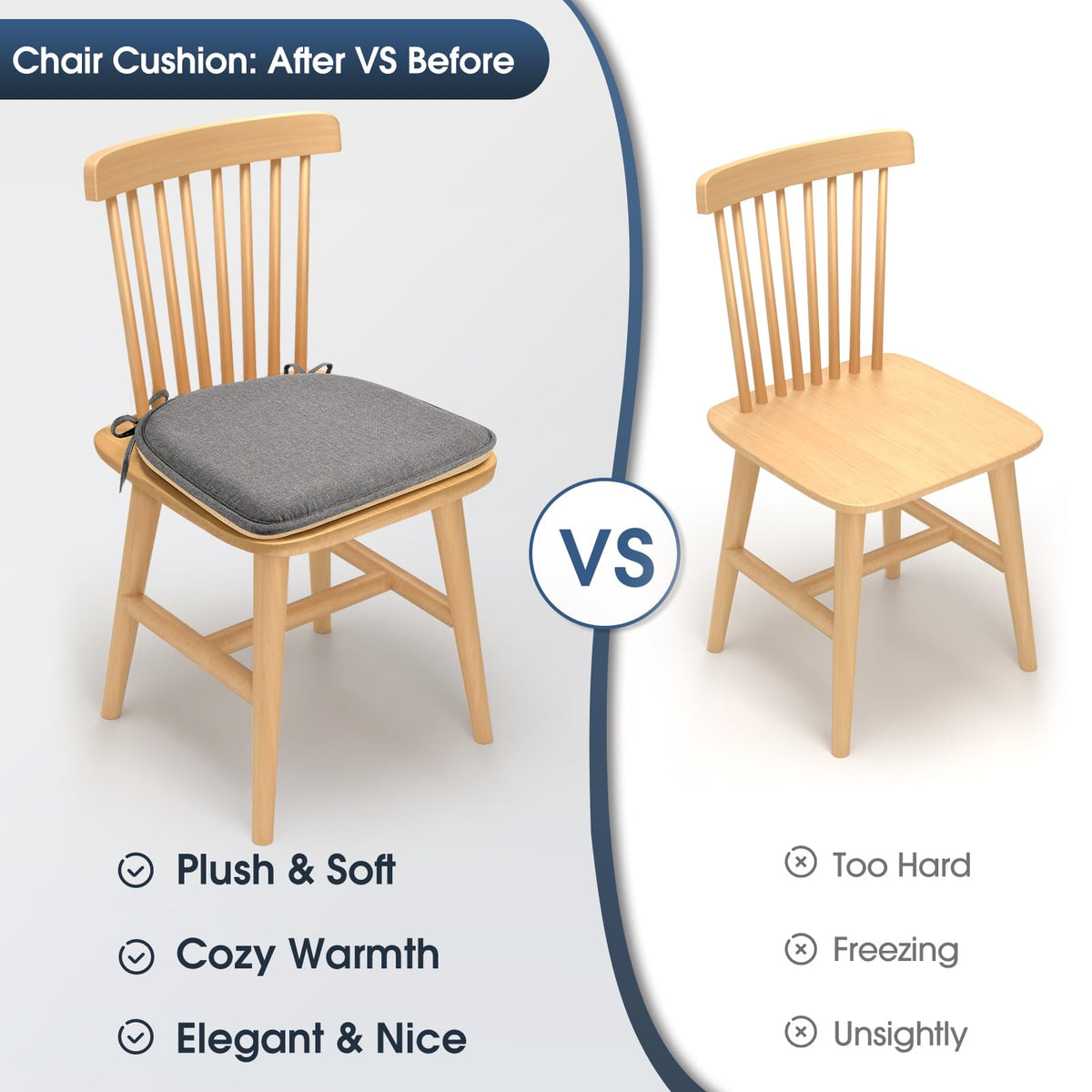 TushGuard memory foam seat cushion provides soft support on hard chairs