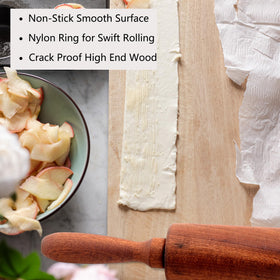 TUSIWIT rolling pin handles highlight comfortable grip for precise dough rolling.