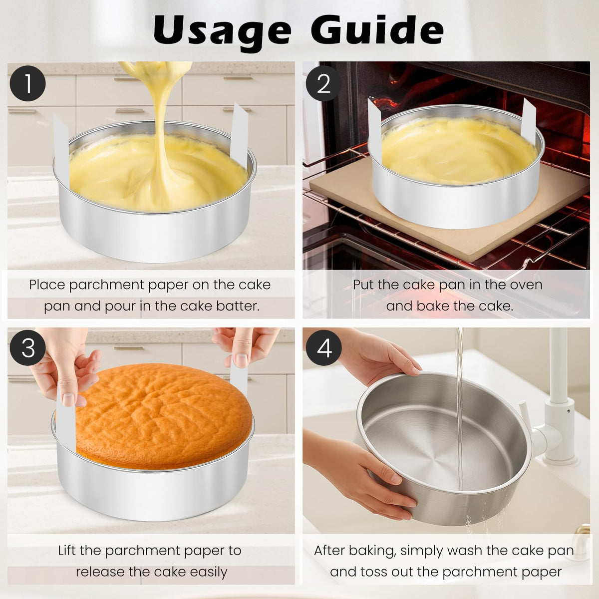 tutikuki 8-inch cake pan 3-piece set ready for batch baking and cooling