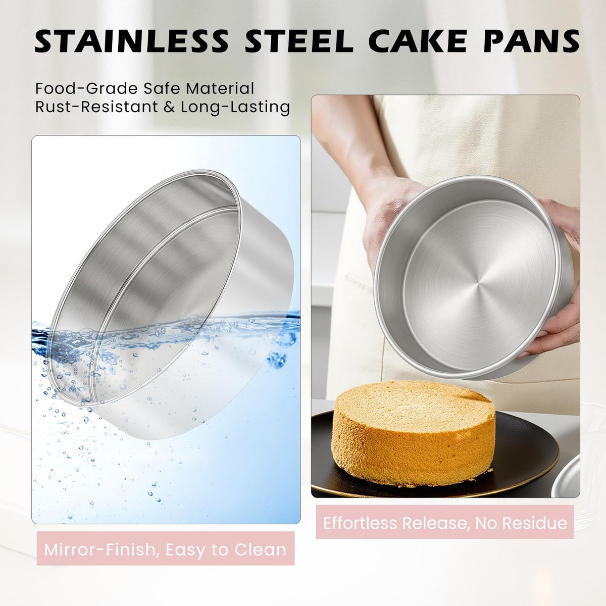 tutikuki 8-inch cake pan stainless steel build ensures durable performance