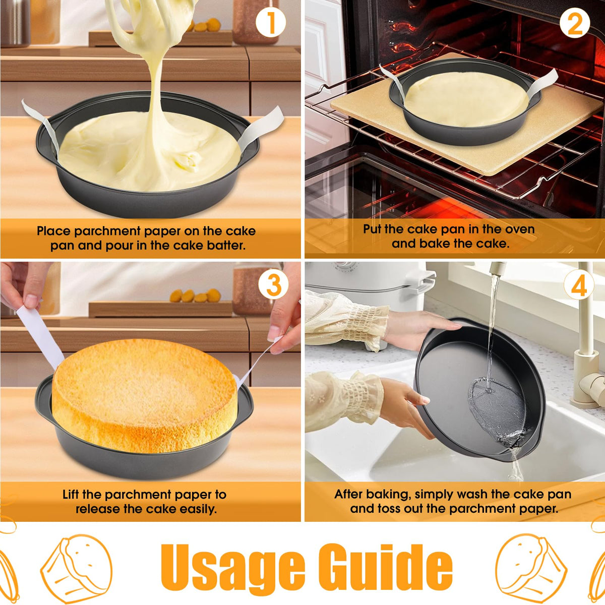 Tutikuki cake pans are dishwasher safe for simple cleanup.