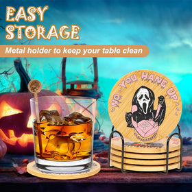 TuTuArt horror coaster character-6 design, durable wood for everyday drinks.