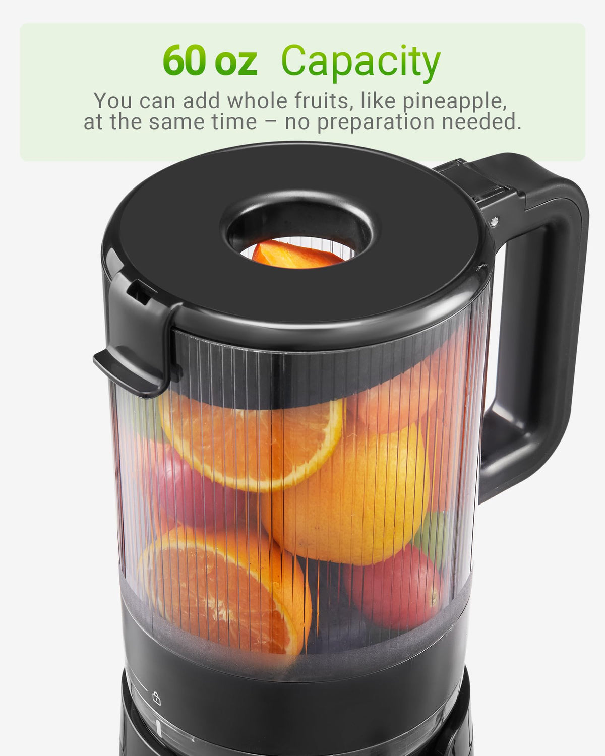 TUUMIIST juicer operating at 55 RPM for a fresh, slow-pressed juice.