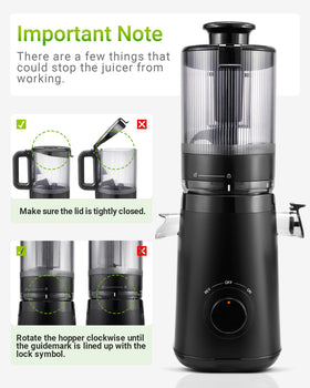 TUUMIIST juicer safe cover and hopper for secure operation.