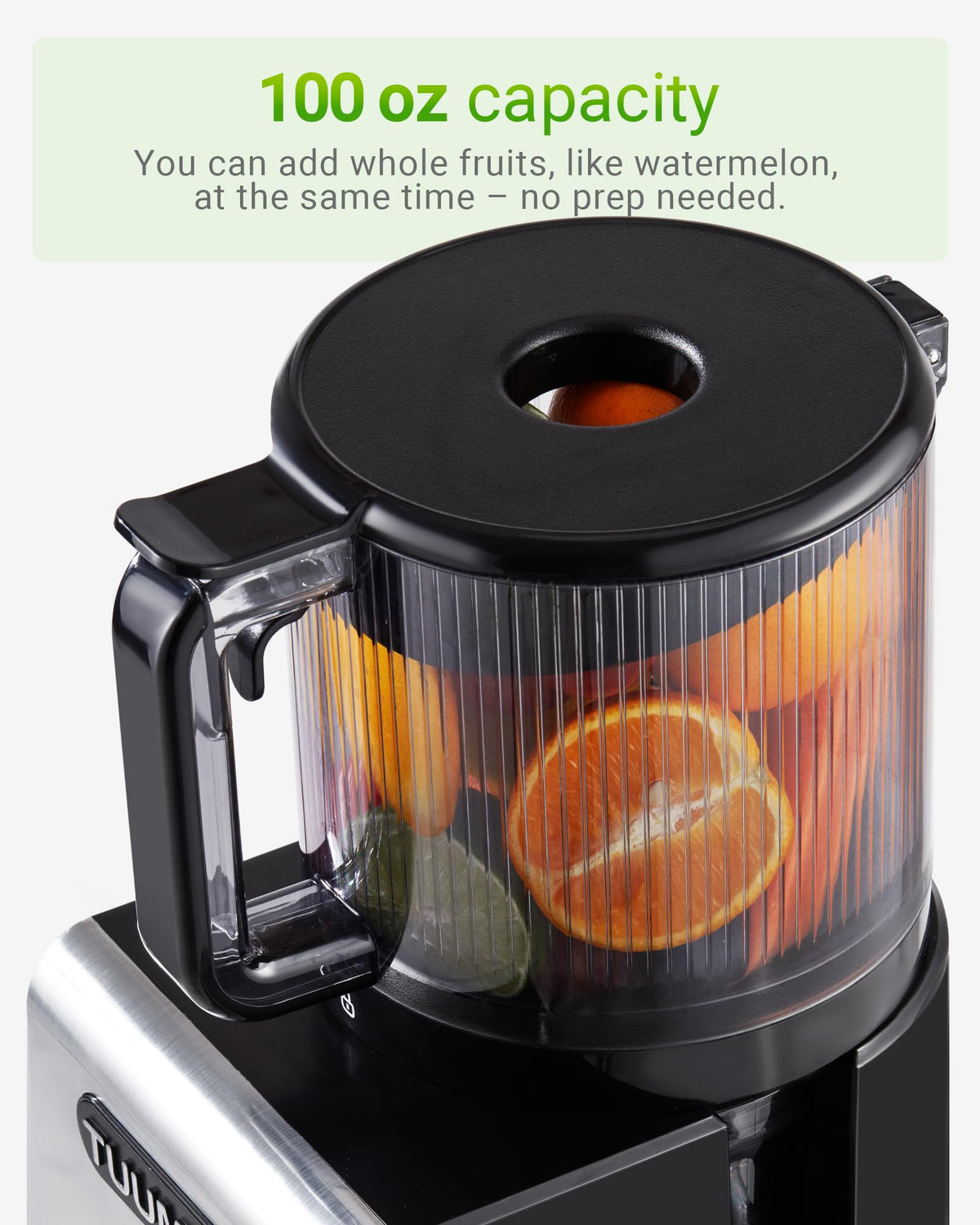 TUUMIIST mega hopper 100oz for batch juicing in family meals