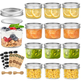 TUZAZO 4oz mini mason jar with lids front view for compact storage and display