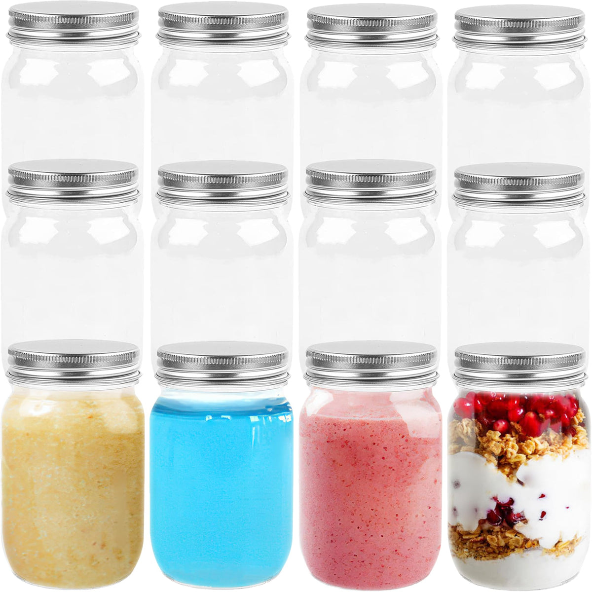 TUZAZO 8 oz plastic mason jar with lid for pantry organization and easy access.