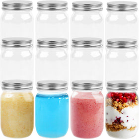 TUZAZO 8 oz plastic mason jar with lid for pantry organization and easy access.