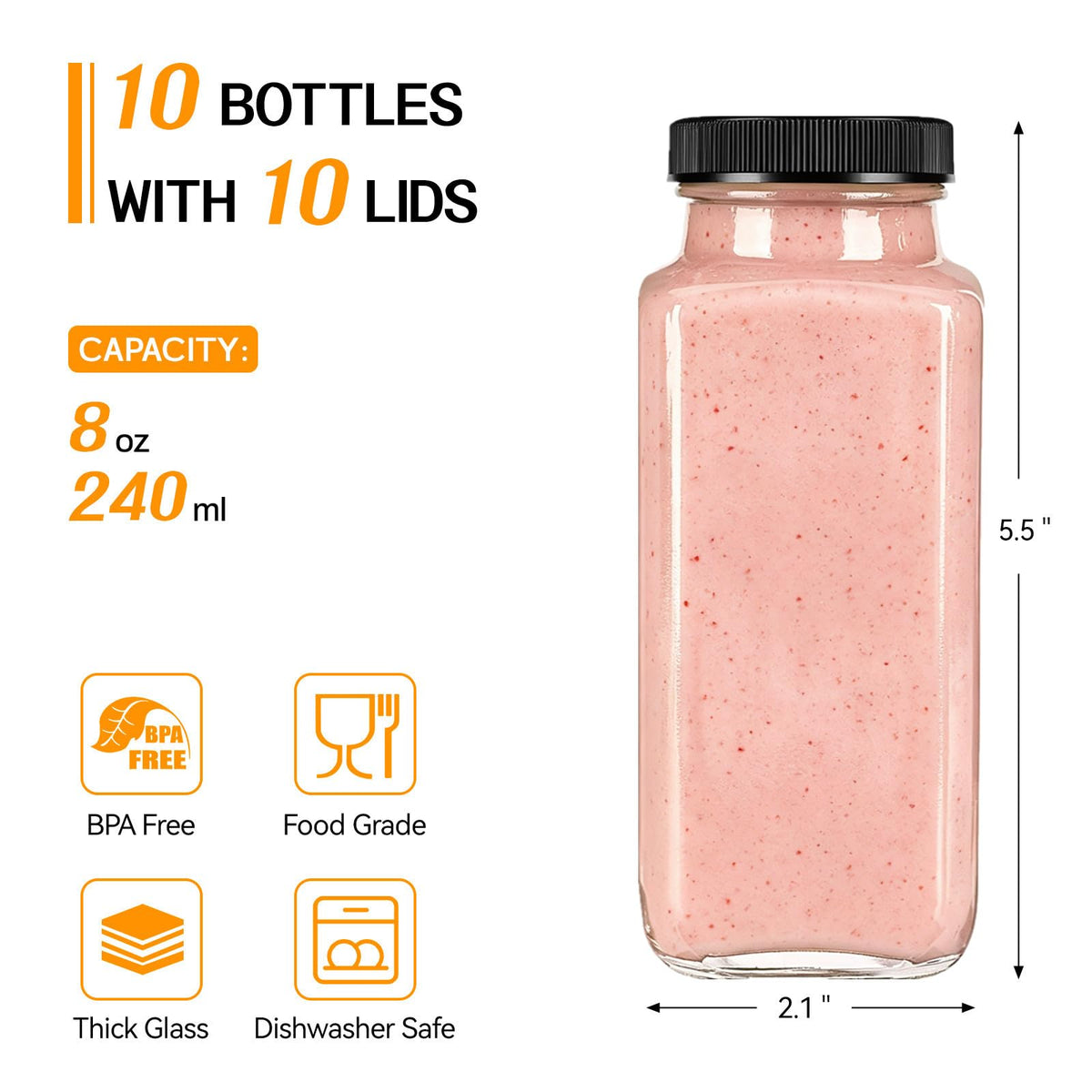 TUZAZO bottle stack with airtight lids highlights secure storage for smoothies and cold beverages.