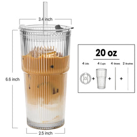 TUZAZO glass tumbler with lids and straws for leak-proof to-go use.