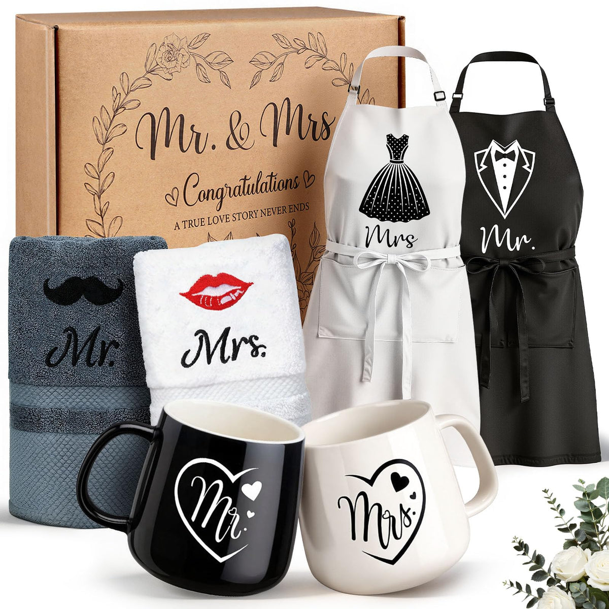 TUZELIYA Mr and Mrs mugs pair for couple coffee moments