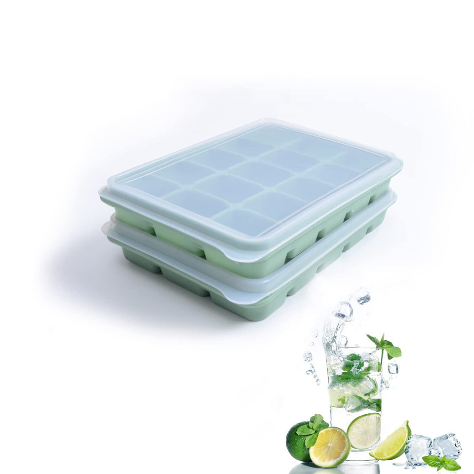 Tvmania Bamboo Green ice trays top view for quick, evenly shaped cubes.