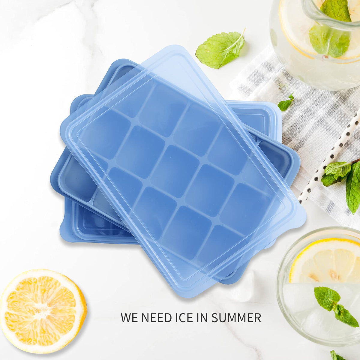 Tvmania BPA-free silicone trays safe for food contact and freezing.