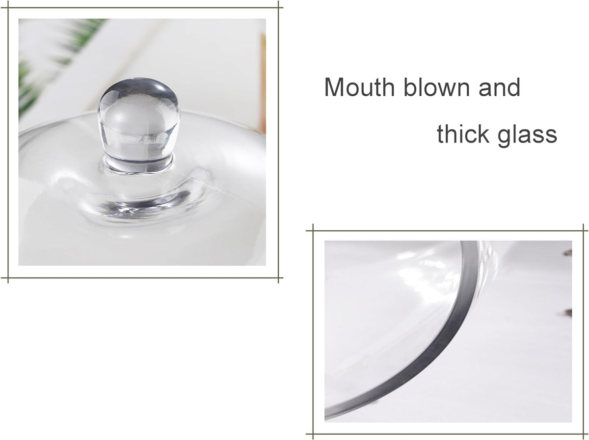 Twakutwaku sturdy glass topper protects desserts on a cake plate or stand