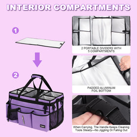 Twindle cleaning caddy front pockets organize IDs, cards, and phone for quick access.