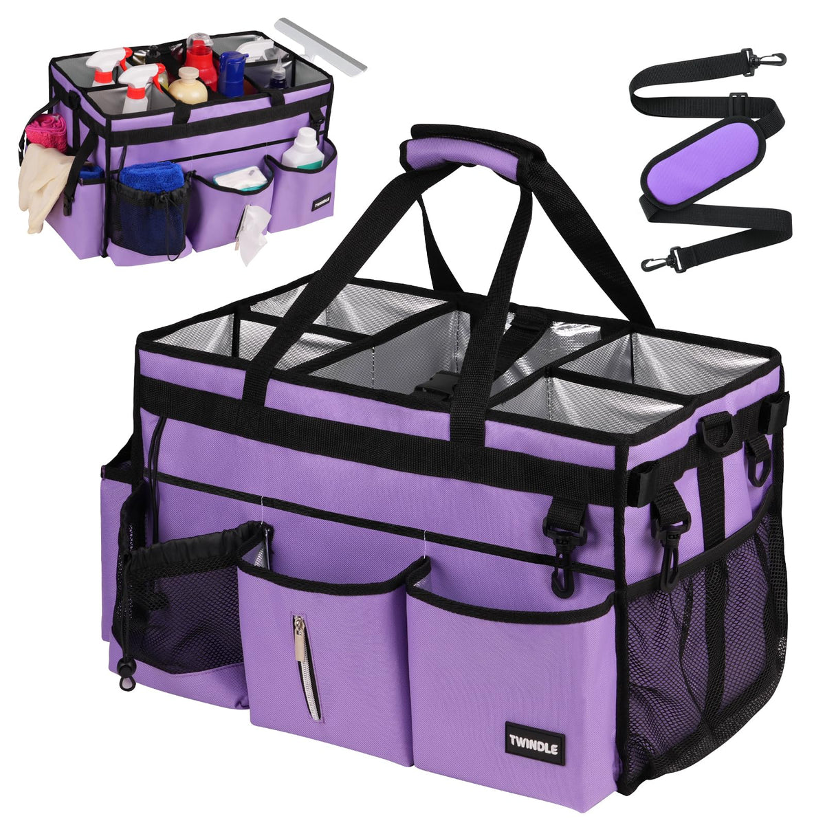 Twindle extralarge cleaning caddy exterior view shows ample space for organized supplies.