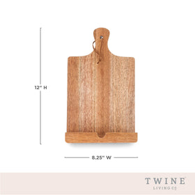 Twine acacia wood stand with a ledge keeps cookbooks open for easy viewing.