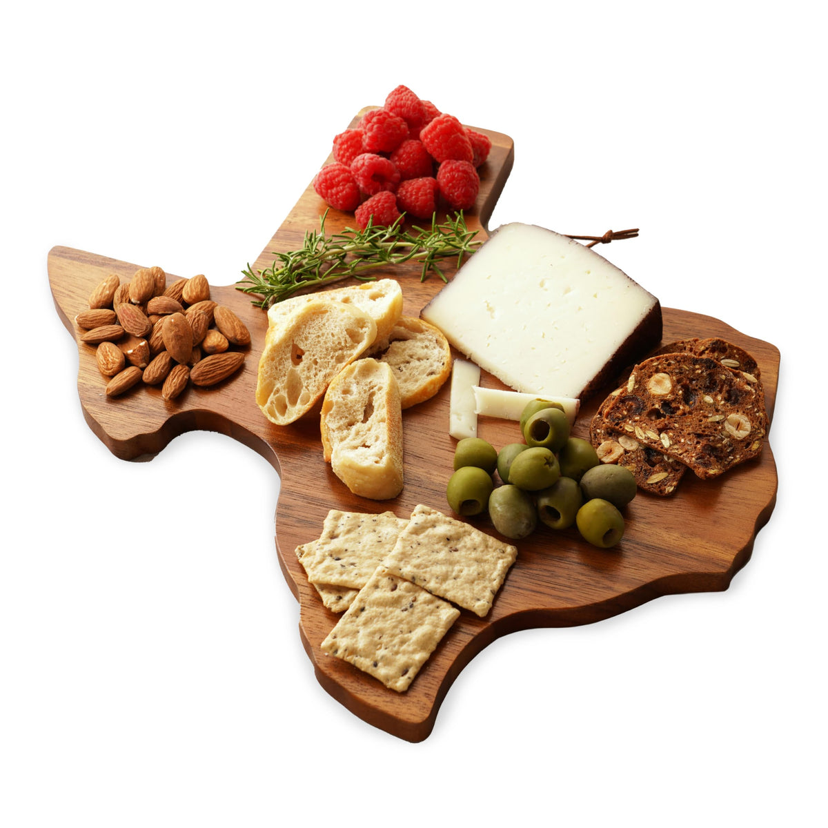 Twine Texas-shaped acacia cheese board showcases Texas pride for stylish entertaining.