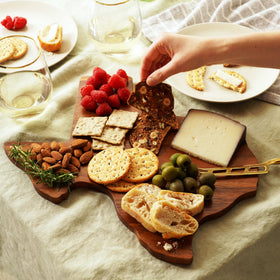 Twine Texas-shaped board for entertaining elevates tableside presentation.
