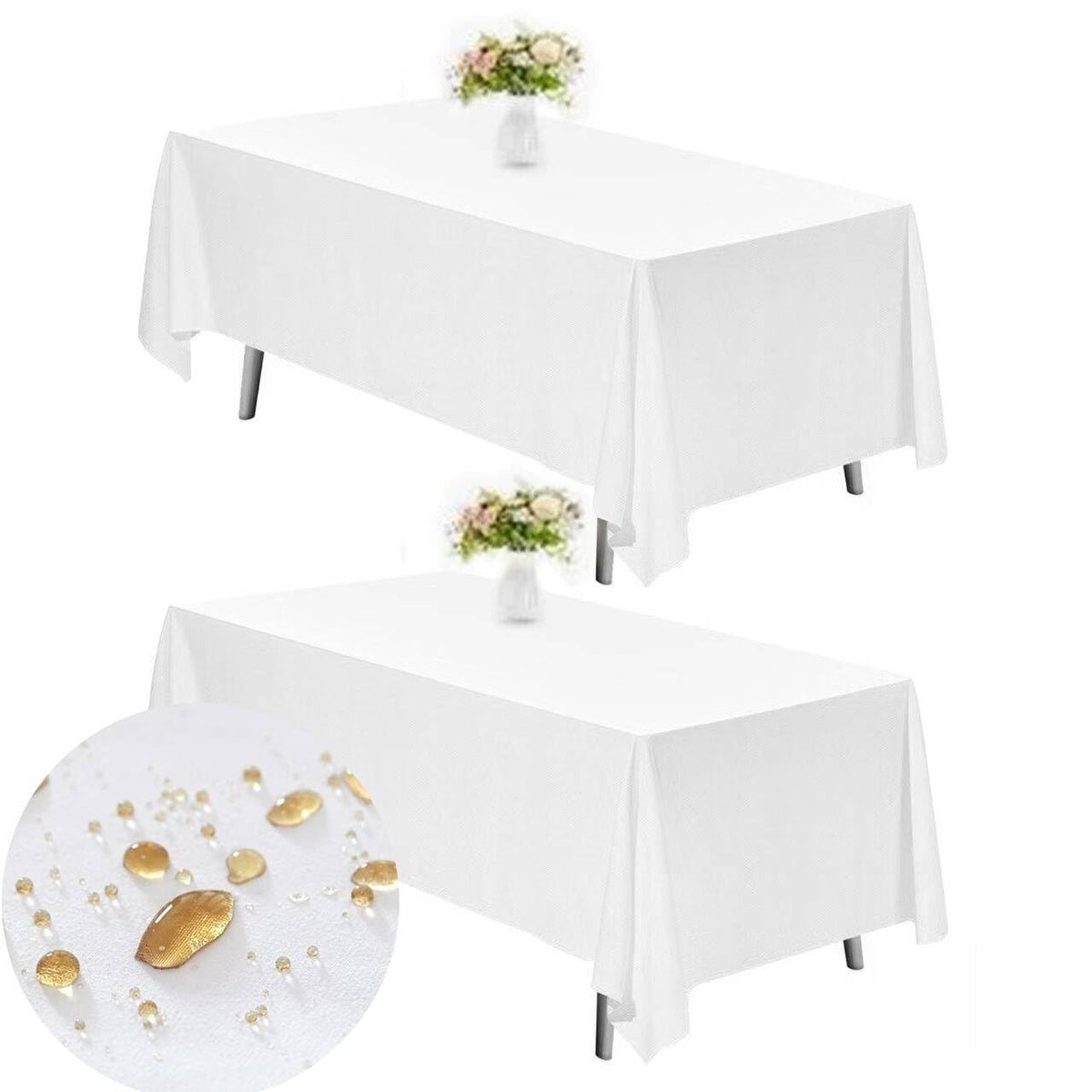 TWINRPET TWINPRET rectangle tablecloth 60x102 inches white for 6-foot tables