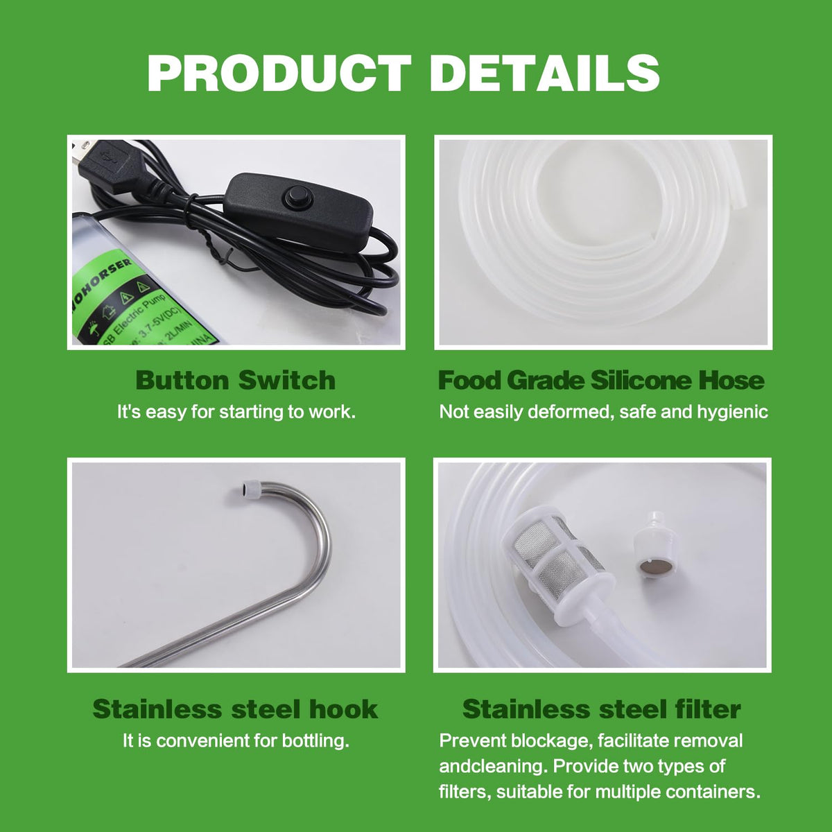 TWOHORSER leak-proof connections prevent drips during transfers.