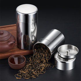 Tyenaza round canister with smooth edges designed for easy handling.