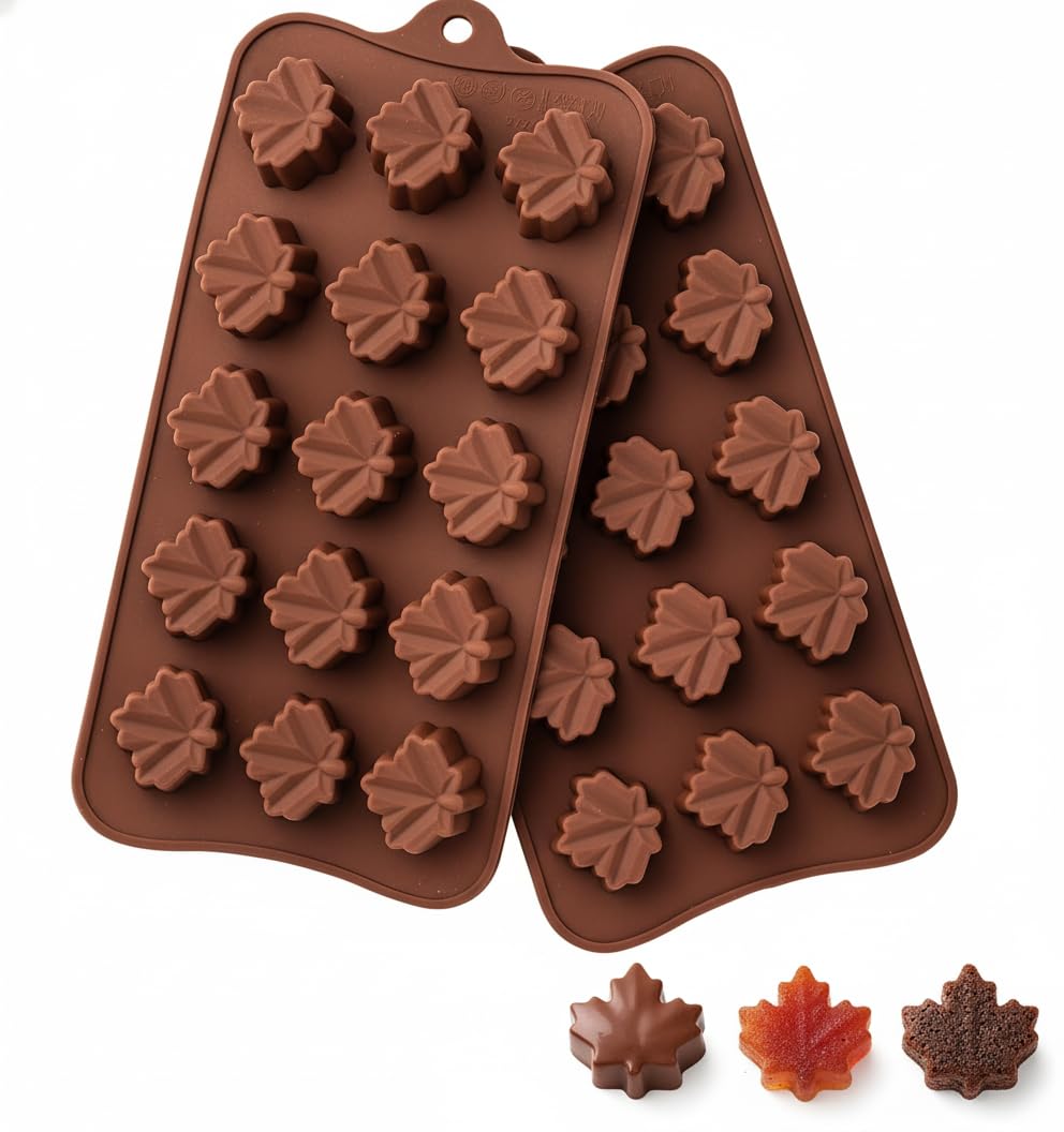 TYH Supplies maple leaf silicone mold with 30 cavities for autumn chocolates and gummies.