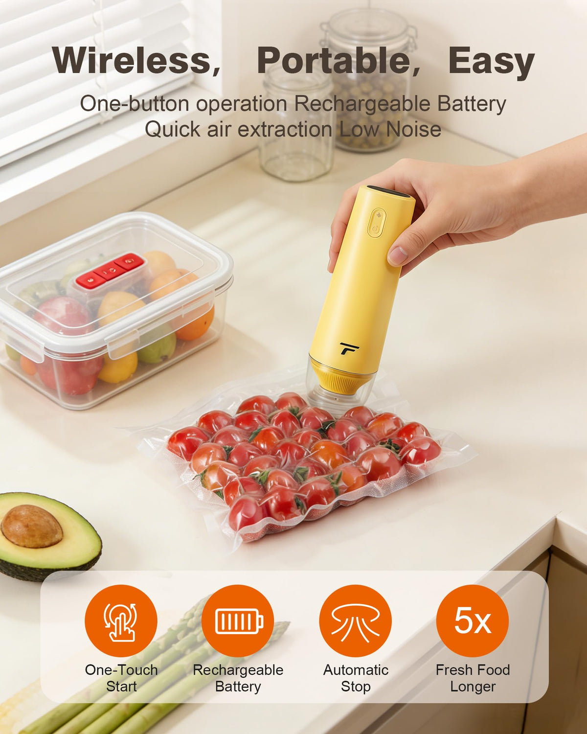 Tynjuov mustard compact handheld sealer ready for travel and camping