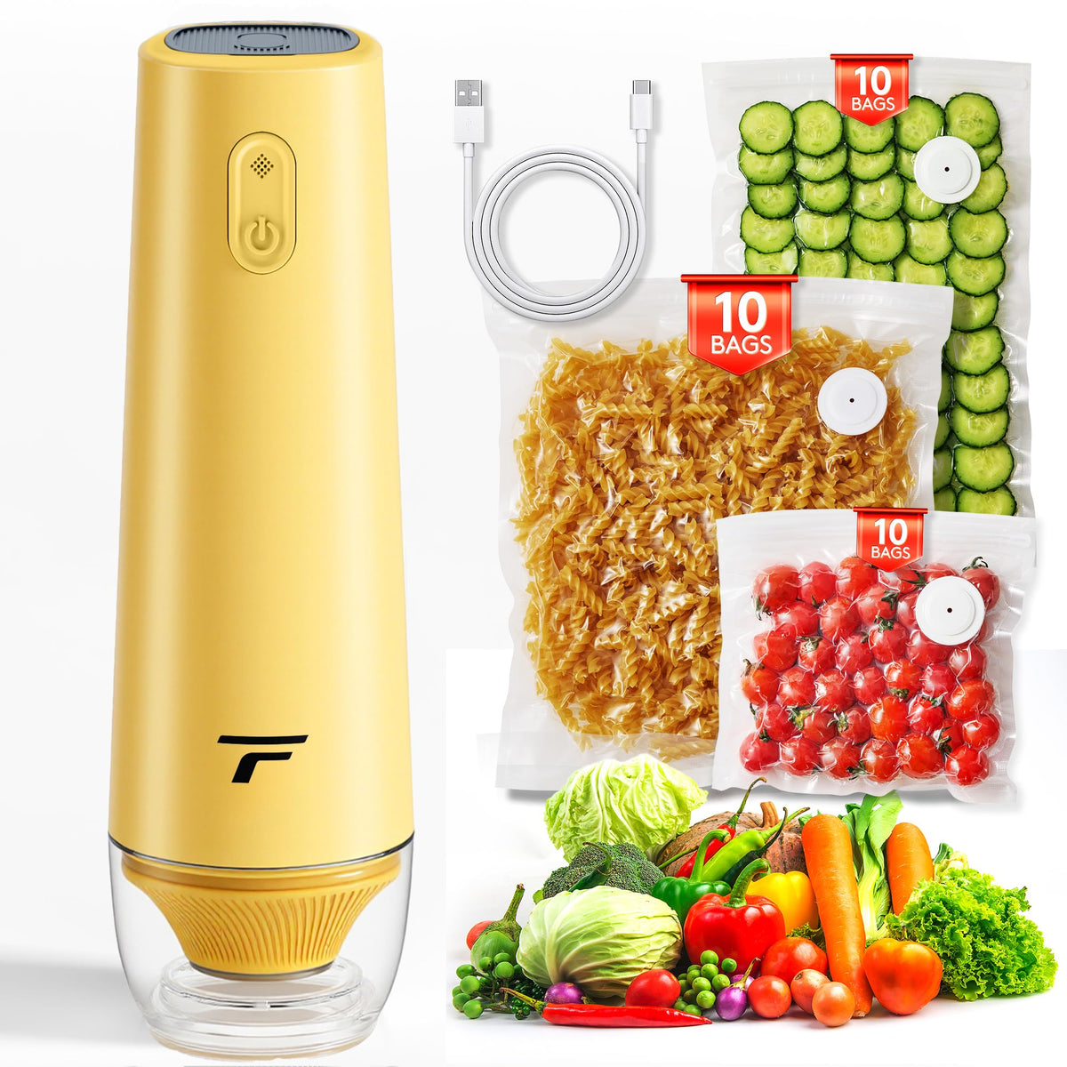 Tynjuov vacuum sealer mustard compact design for quick sealing and fresh meals