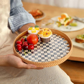 Tynulox rattan tray non-slip base keeps items in place.