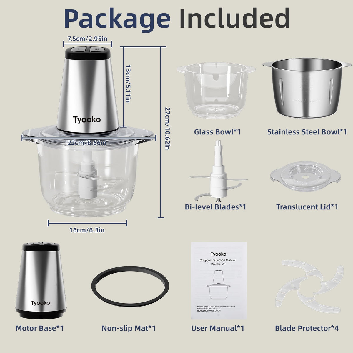 Tyooko dishwasher-safe parts enable easy cleanup after meal prep