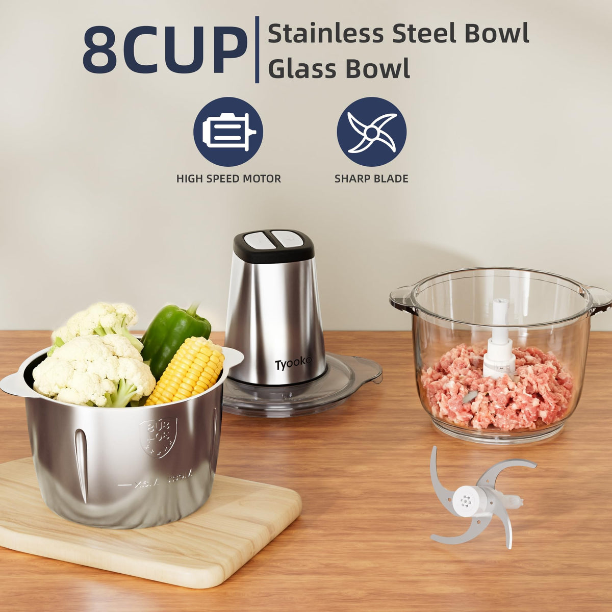 Tyooko glass bowl option shown for clear ingredient viewing