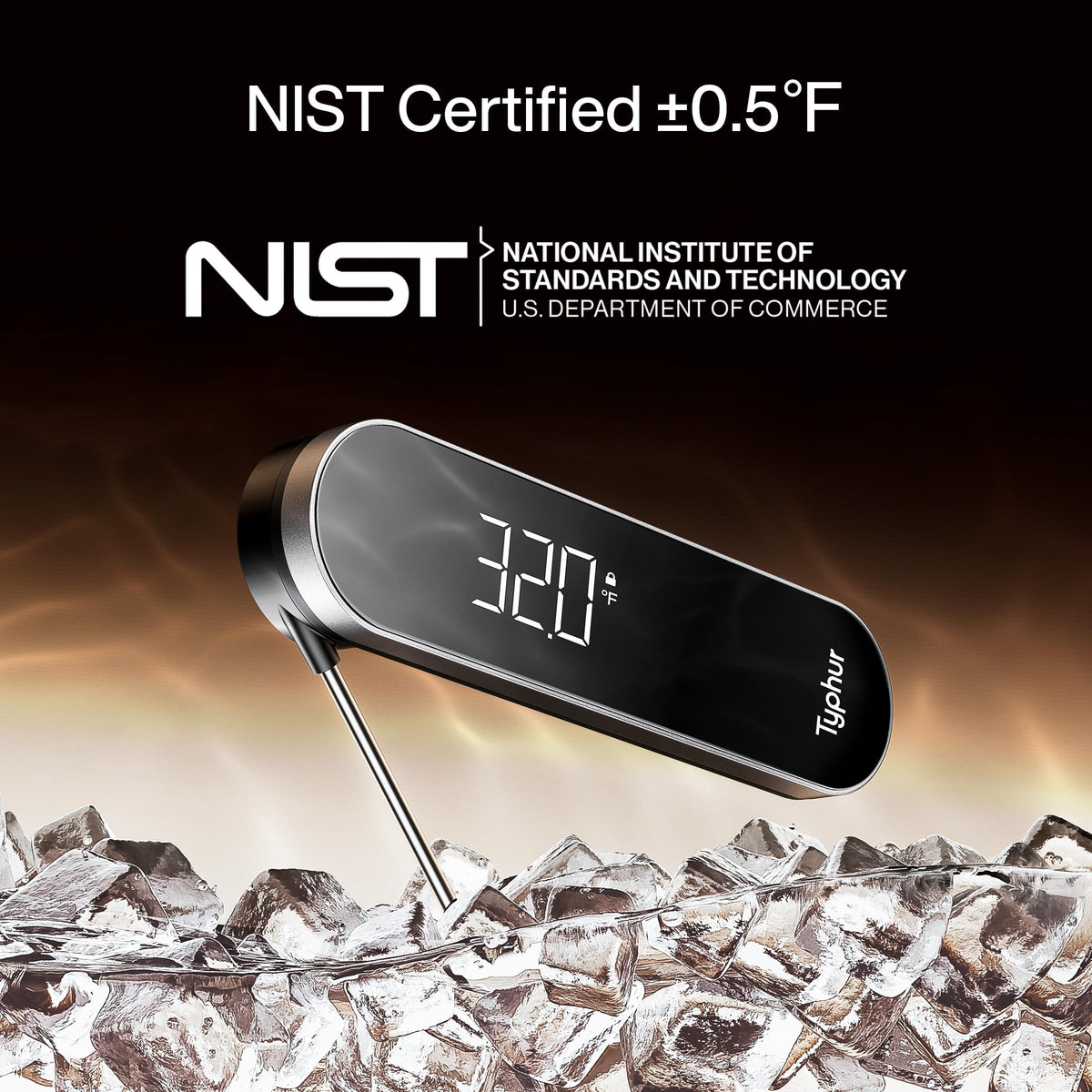 Typhur InstaProbe Core 180-degree rotatable LED display for easy viewing.