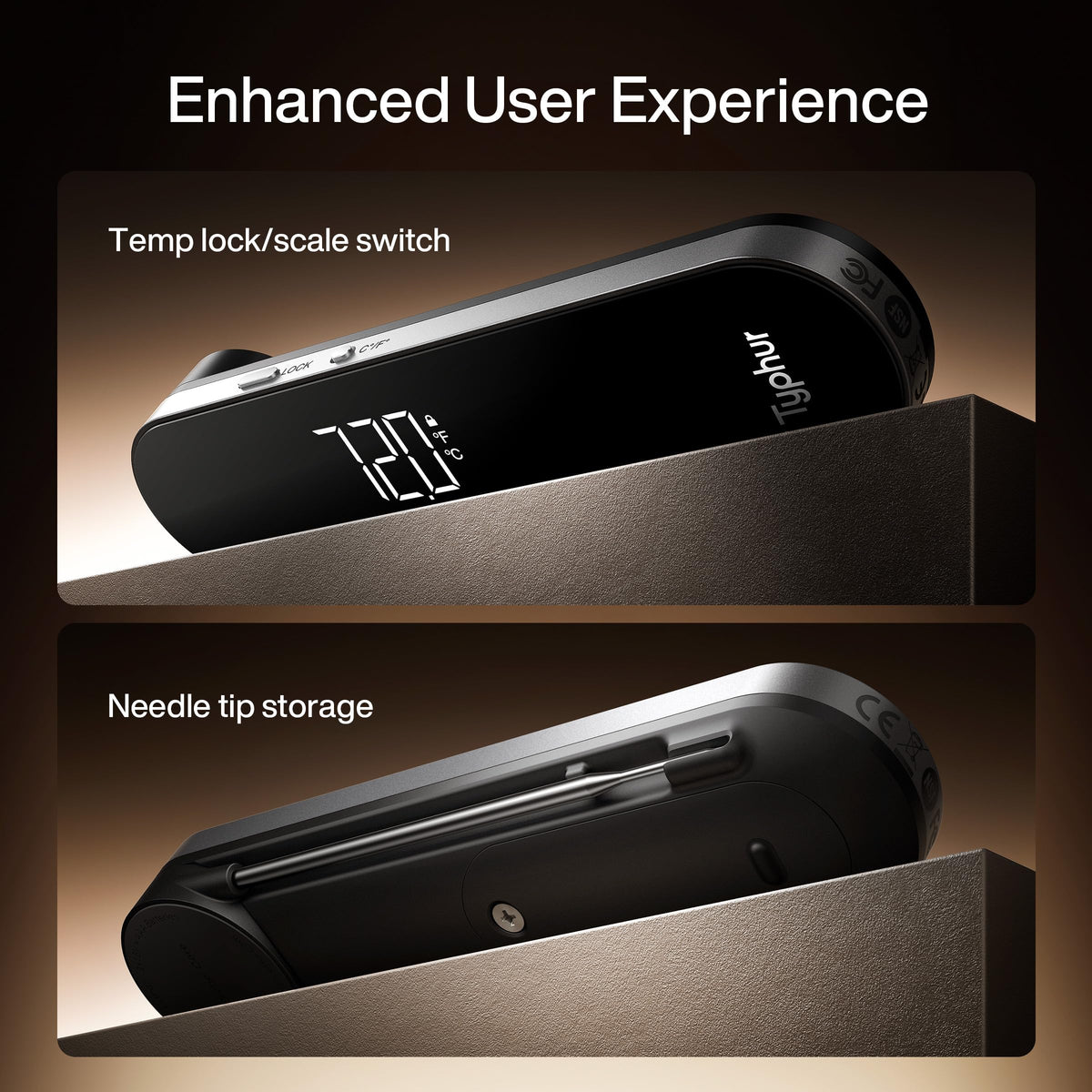Typhur InstaProbe Core sunlight-readable display for bright outdoor use.