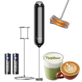 Typhur InstaWhisk battery-powered foam maker for café-quality froth at home.
