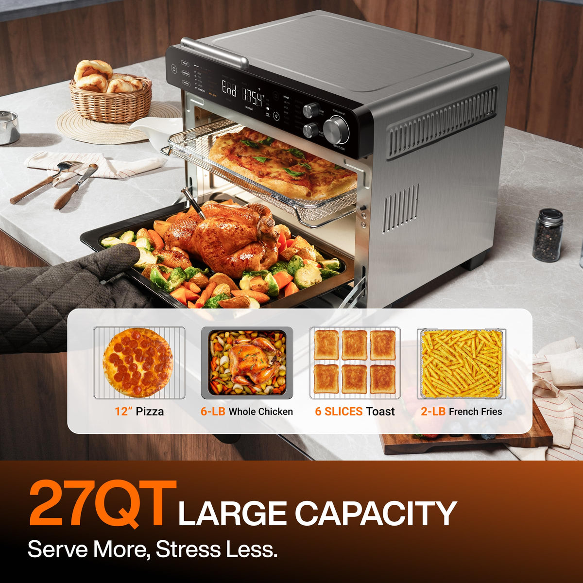 Included accessories for Typhur Sync Oven: basket pan rack and tray