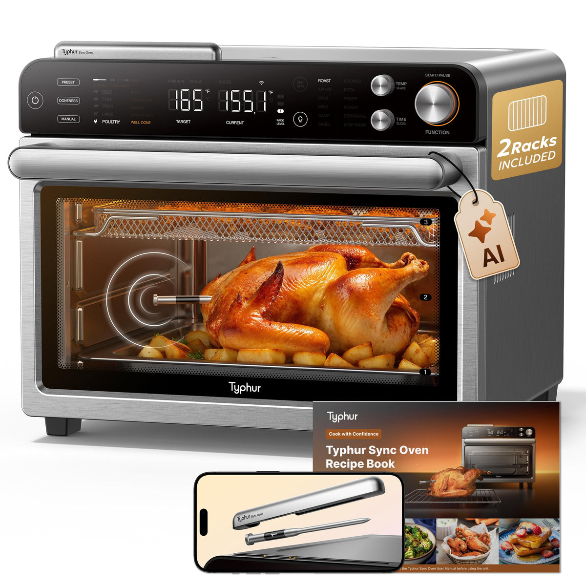 Typhur Sync Oven built-in wireless probe for real-time temperature monitoring.